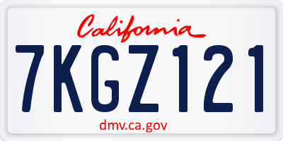 CA license plate 7KGZ121