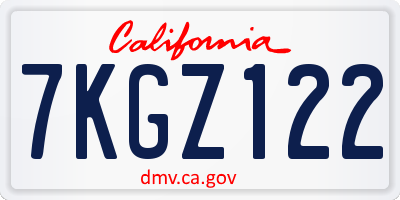 CA license plate 7KGZ122
