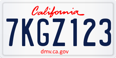 CA license plate 7KGZ123