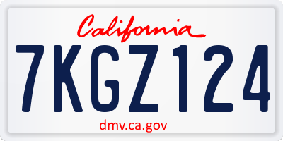 CA license plate 7KGZ124