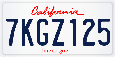 CA license plate 7KGZ125