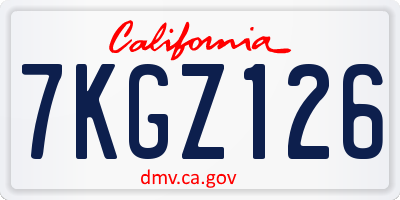 CA license plate 7KGZ126