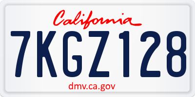CA license plate 7KGZ128