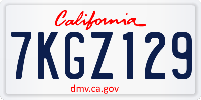 CA license plate 7KGZ129