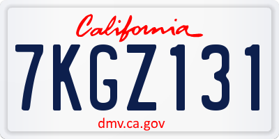 CA license plate 7KGZ131