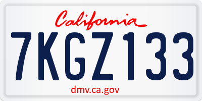 CA license plate 7KGZ133