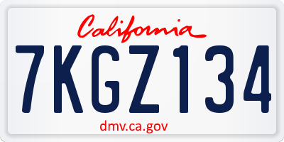 CA license plate 7KGZ134
