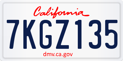 CA license plate 7KGZ135