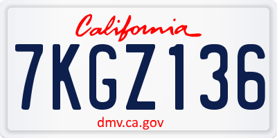 CA license plate 7KGZ136