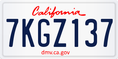 CA license plate 7KGZ137