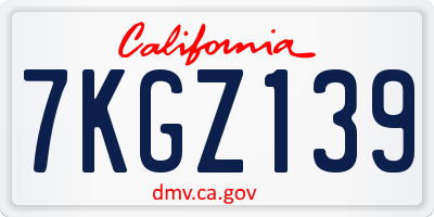 CA license plate 7KGZ139