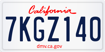 CA license plate 7KGZ140
