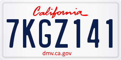 CA license plate 7KGZ141