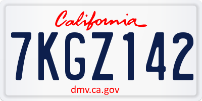 CA license plate 7KGZ142