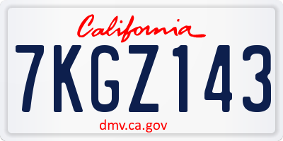 CA license plate 7KGZ143