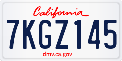 CA license plate 7KGZ145