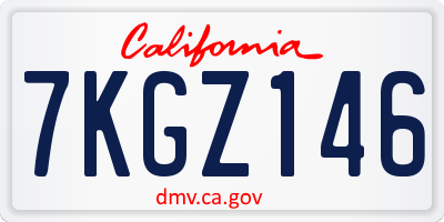 CA license plate 7KGZ146