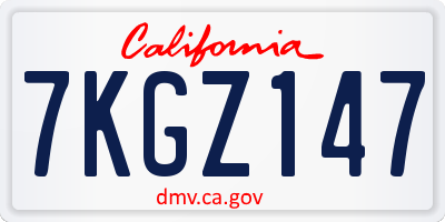 CA license plate 7KGZ147