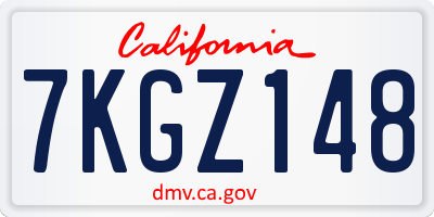 CA license plate 7KGZ148