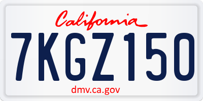 CA license plate 7KGZ150