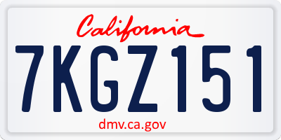CA license plate 7KGZ151