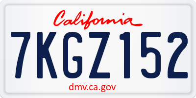CA license plate 7KGZ152