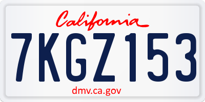 CA license plate 7KGZ153