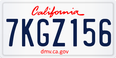 CA license plate 7KGZ156