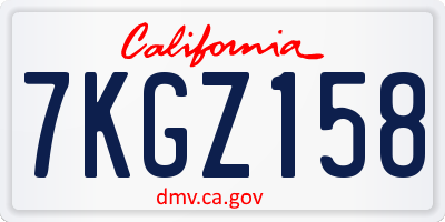 CA license plate 7KGZ158