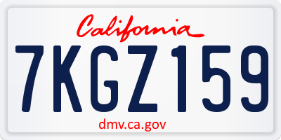 CA license plate 7KGZ159