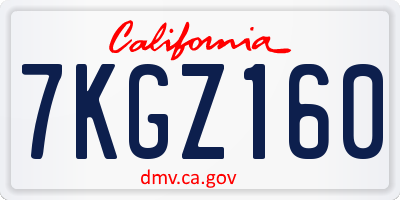 CA license plate 7KGZ160