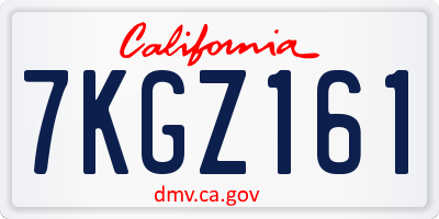 CA license plate 7KGZ161