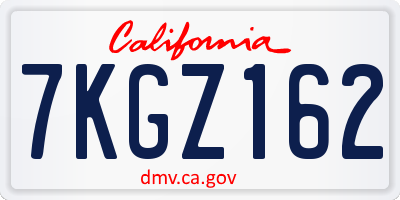 CA license plate 7KGZ162