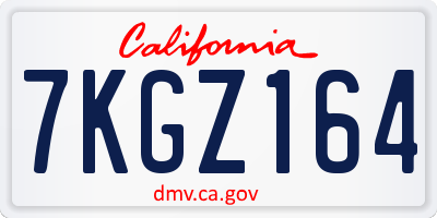 CA license plate 7KGZ164