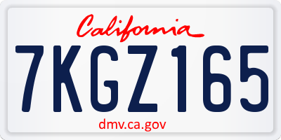 CA license plate 7KGZ165