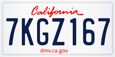 CA license plate 7KGZ167