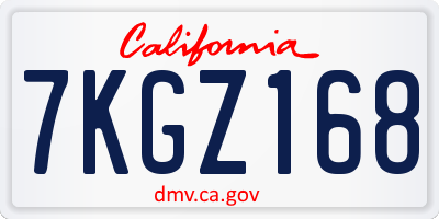 CA license plate 7KGZ168