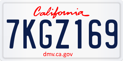 CA license plate 7KGZ169