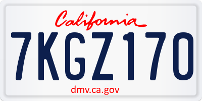 CA license plate 7KGZ170