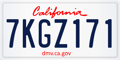 CA license plate 7KGZ171