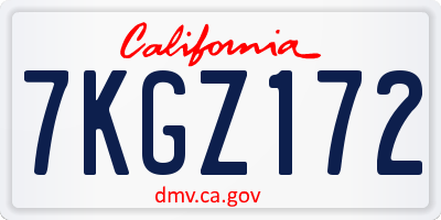 CA license plate 7KGZ172