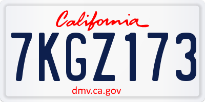 CA license plate 7KGZ173