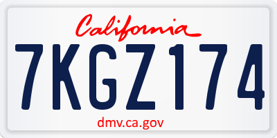CA license plate 7KGZ174