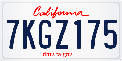 CA license plate 7KGZ175