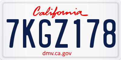CA license plate 7KGZ178