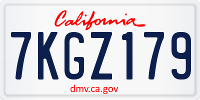 CA license plate 7KGZ179