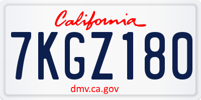 CA license plate 7KGZ180