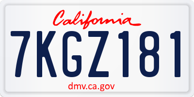 CA license plate 7KGZ181