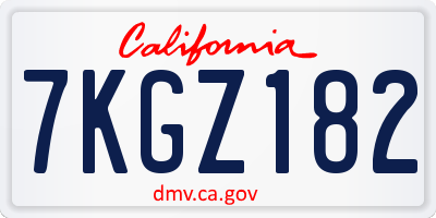 CA license plate 7KGZ182