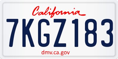 CA license plate 7KGZ183